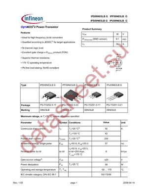 IPD09N03LB G datasheet  